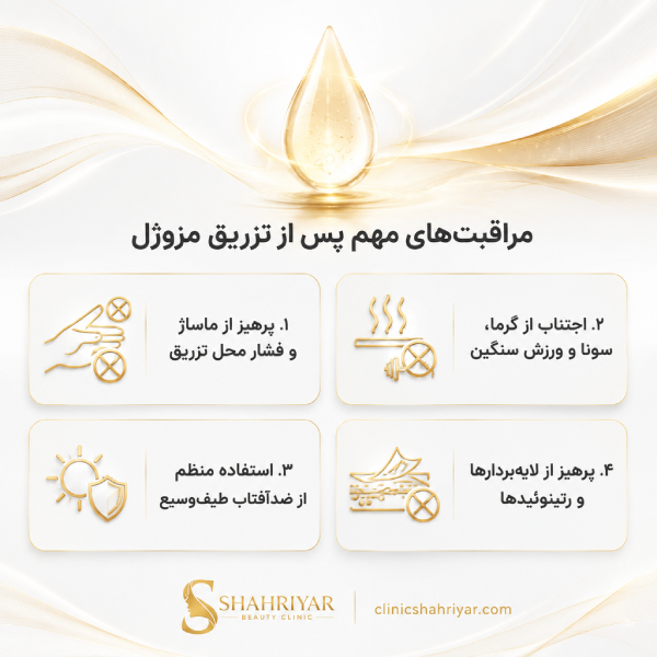 مراقبتهای بعد از تزریق مزوژل