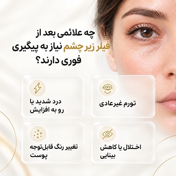 چه علائمی بعد از تزریق فیلر زیر چشم نیاز به پیگیری فوری دارد؟
